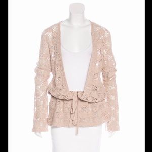 Magaschoni beige wool embellished cardigan top